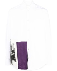Мужская белая рубашка с длинным рукавом с принтом от Namacheko