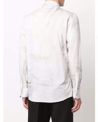 Мужская белая рубашка с длинным рукавом с принтом от Moschino