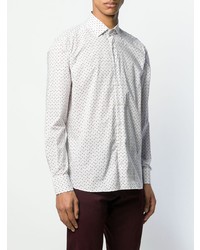 Мужская белая рубашка с длинным рукавом с принтом от Etro
