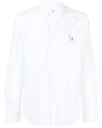 Мужская белая рубашка с длинным рукавом с принтом от PS Paul Smith