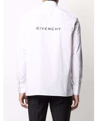 Мужская белая рубашка с длинным рукавом с принтом от Givenchy