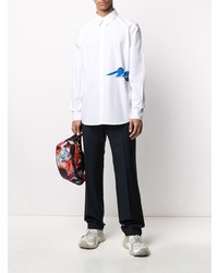 Мужская белая рубашка с длинным рукавом с принтом от Givenchy
