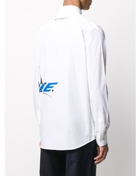 Мужская белая рубашка с длинным рукавом с принтом от Givenchy