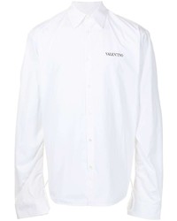 Мужская белая рубашка с длинным рукавом с принтом от Valentino