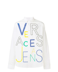Мужская белая рубашка с длинным рукавом с принтом от Versace Jeans
