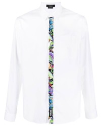 Мужская белая рубашка с длинным рукавом с принтом от Versace