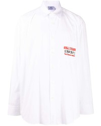 Мужская белая рубашка с длинным рукавом с принтом от Vetements