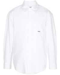 Мужская белая рубашка с длинным рукавом с принтом от Wooyoungmi