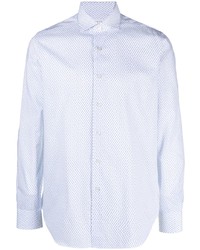Мужская белая рубашка с длинным рукавом с принтом от Xacus