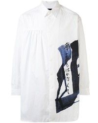 Мужская белая рубашка с длинным рукавом с принтом от Yohji Yamamoto