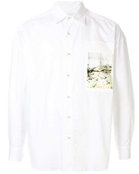 Мужская белая рубашка с длинным рукавом с принтом от Yoshiokubo