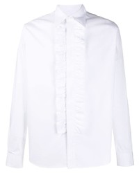 Мужская белая рубашка с длинным рукавом с рюшами от Ami Paris
