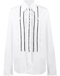 Мужская белая рубашка с длинным рукавом с рюшами от Dolce & Gabbana