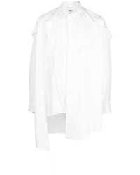 Мужская белая рубашка с длинным рукавом с рюшами от Sulvam
