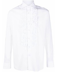 Мужская белая рубашка с длинным рукавом с рюшами от Tagliatore