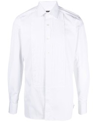 Мужская белая рубашка с длинным рукавом с рюшами от Tom Ford
