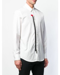 Мужская белая рубашка с длинным рукавом с украшением от DSQUARED2