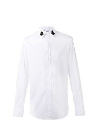 Мужская белая рубашка с длинным рукавом с украшением от Dolce & Gabbana