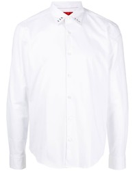 Мужская белая рубашка с длинным рукавом с украшением от Hugo