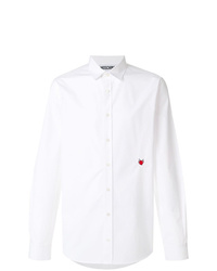 Мужская белая рубашка с длинным рукавом с украшением от Moschino