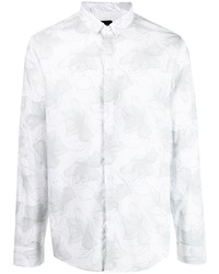 Мужская белая рубашка с длинным рукавом с цветочным принтом от Armani Exchange