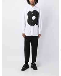 Мужская белая рубашка с длинным рукавом с цветочным принтом от Comme Des Garcons SHIRT