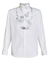 Мужская белая рубашка с длинным рукавом с цветочным принтом от Etro