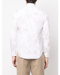 Мужская белая рубашка с длинным рукавом с цветочным принтом от Eleventy
