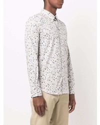 Мужская белая рубашка с длинным рукавом с цветочным принтом от PS Paul Smith