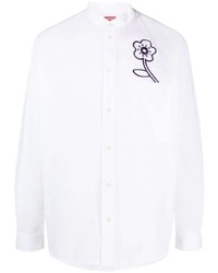 Мужская белая рубашка с длинным рукавом с цветочным принтом от Kenzo