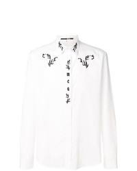 Мужская белая рубашка с длинным рукавом с цветочным принтом от McQ Alexander McQueen