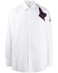 Мужская белая рубашка с длинным рукавом с цветочным принтом от Valentino