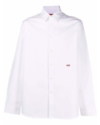 Мужская белая рубашка с длинным рукавом от 424