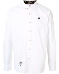 Мужская белая рубашка с длинным рукавом от AAPE BY A BATHING APE