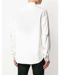 Мужская белая рубашка с длинным рукавом от Balmain