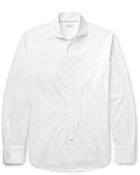 Мужская белая рубашка с длинным рукавом от Brunello Cucinelli