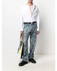 Мужская белая рубашка с длинным рукавом от 424