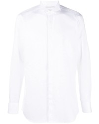 Мужская белая рубашка с длинным рукавом от D4.0