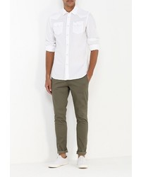 Мужская белая рубашка с длинным рукавом от Diesel