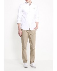 Мужская белая рубашка с длинным рукавом от Fred Perry