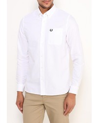 Мужская белая рубашка с длинным рукавом от Fred Perry