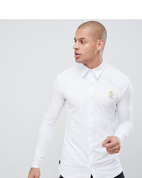 Мужская белая рубашка с длинным рукавом от Gym King