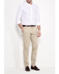 Мужская белая рубашка с длинным рукавом от Lacoste