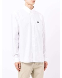 Мужская белая рубашка с длинным рукавом от Fred Perry