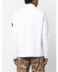 Мужская белая рубашка с длинным рукавом от Stone Island