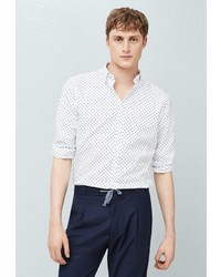 Мужская белая рубашка с длинным рукавом от Mango Man