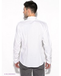 Мужская белая рубашка с длинным рукавом от Oodji