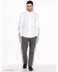 Мужская белая рубашка с длинным рукавом от Oodji