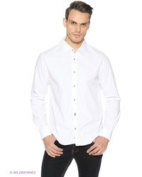 Мужская белая рубашка с длинным рукавом от Oodji