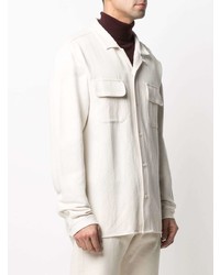 Мужская белая рубашка с длинным рукавом от YMC